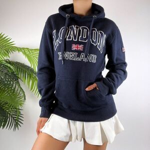 Vintage Y2K London Blue Preppy Sporty Casual Unisex Sweater Hoodie / Size: L